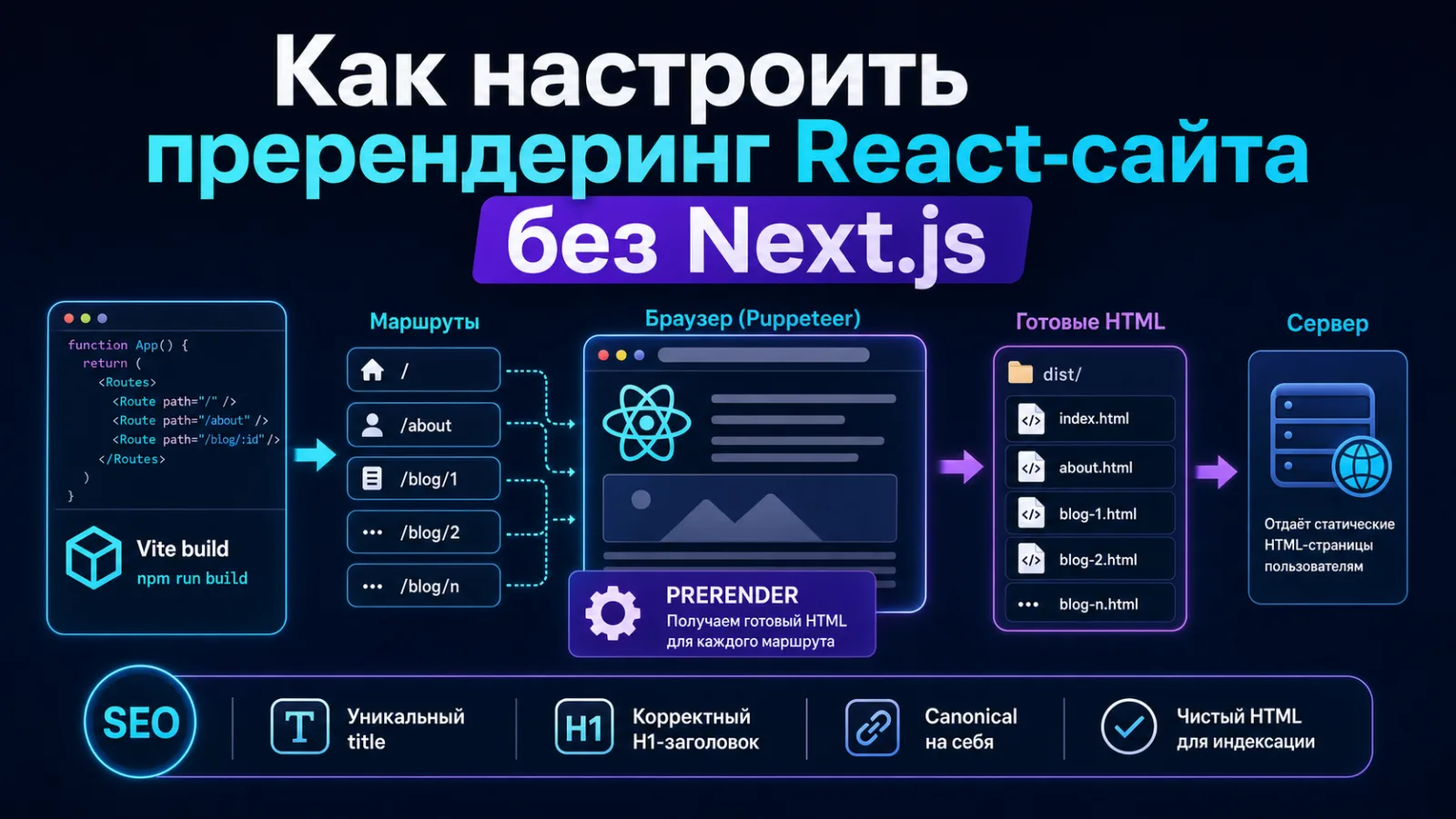 Как настроить пререндеринг React-сайта без Next.js